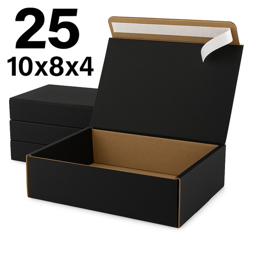 Black shipping boxes 10x8x4 - 25,