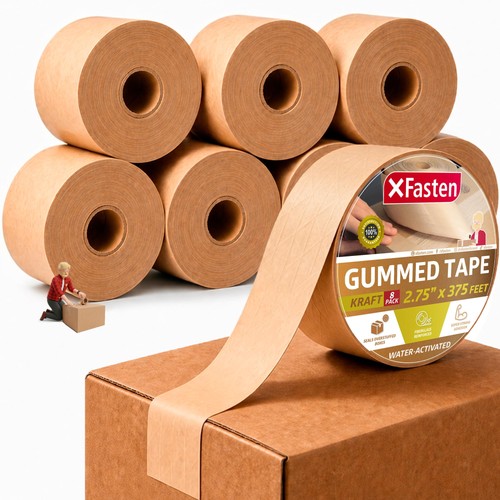 Water activated tape - activated, brown